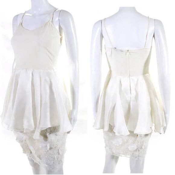 Kalmanovich Spaghetti Strap Floral Embroidered Bubble avant garde Dress‎ White 4 - Picture 2 of 5